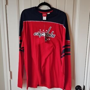 NWT Reebok Red and Navy Capitals Long Sleeve Tee